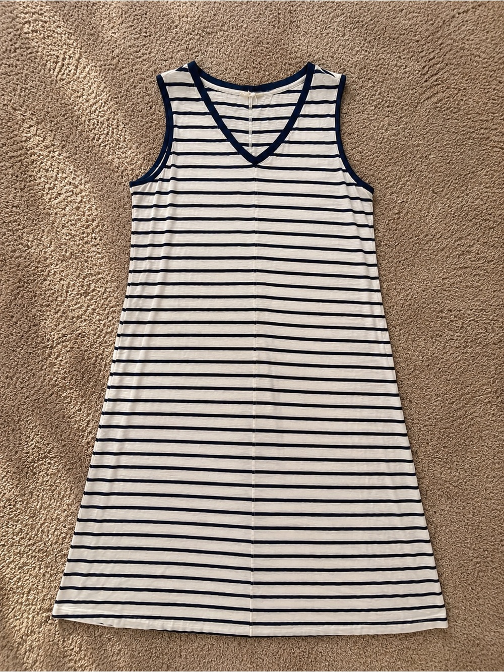 Tank Dress XL Caslon Navy White Stripe V-Neck Sleeveless Coastal